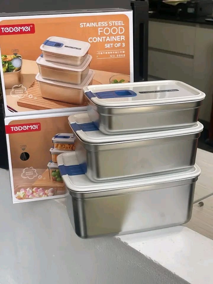 Premium Stainless Steel Food Container Set of 3 – 550ml, 1.05L & 1.8L