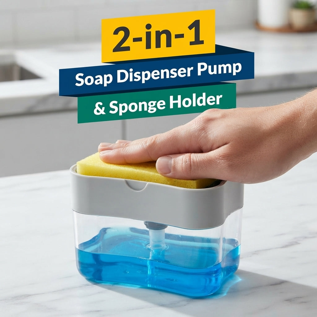 2-in-1 Soap Dispenser & Sponge Holder – White Transparent