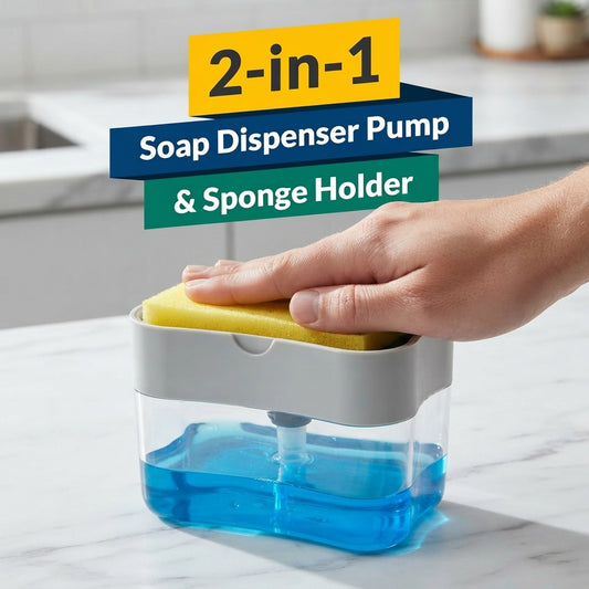 2-in-1 Soap Dispenser & Sponge Holder – White Transparent