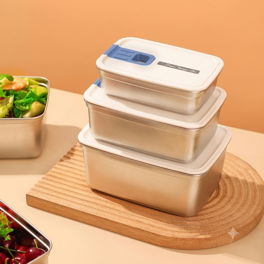 Premium Stainless Steel Food Container Set of 3 – 550ml, 1.05L & 1.8L