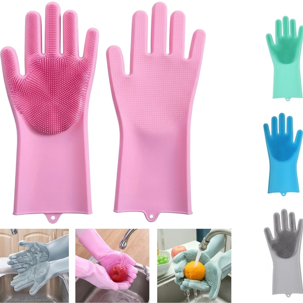 Silicone Kitchen Washing Gloves – Dishwashing & Cleaning Gloves