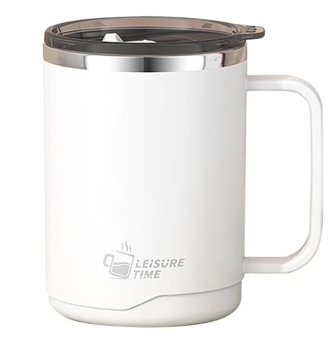 Stainless Steel Coffee Mug – Modern White Round Cup