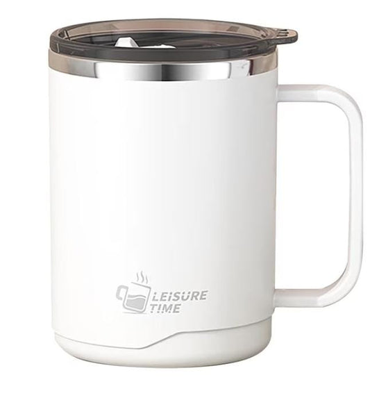 Stainless Steel Coffee Mug – Modern White Round Cup