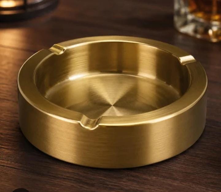 Luxury Stainless Steel Ashtray – Golden Polished Finish