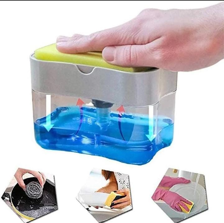 2-in-1 Soap Dispenser & Sponge Holder – White Transparent